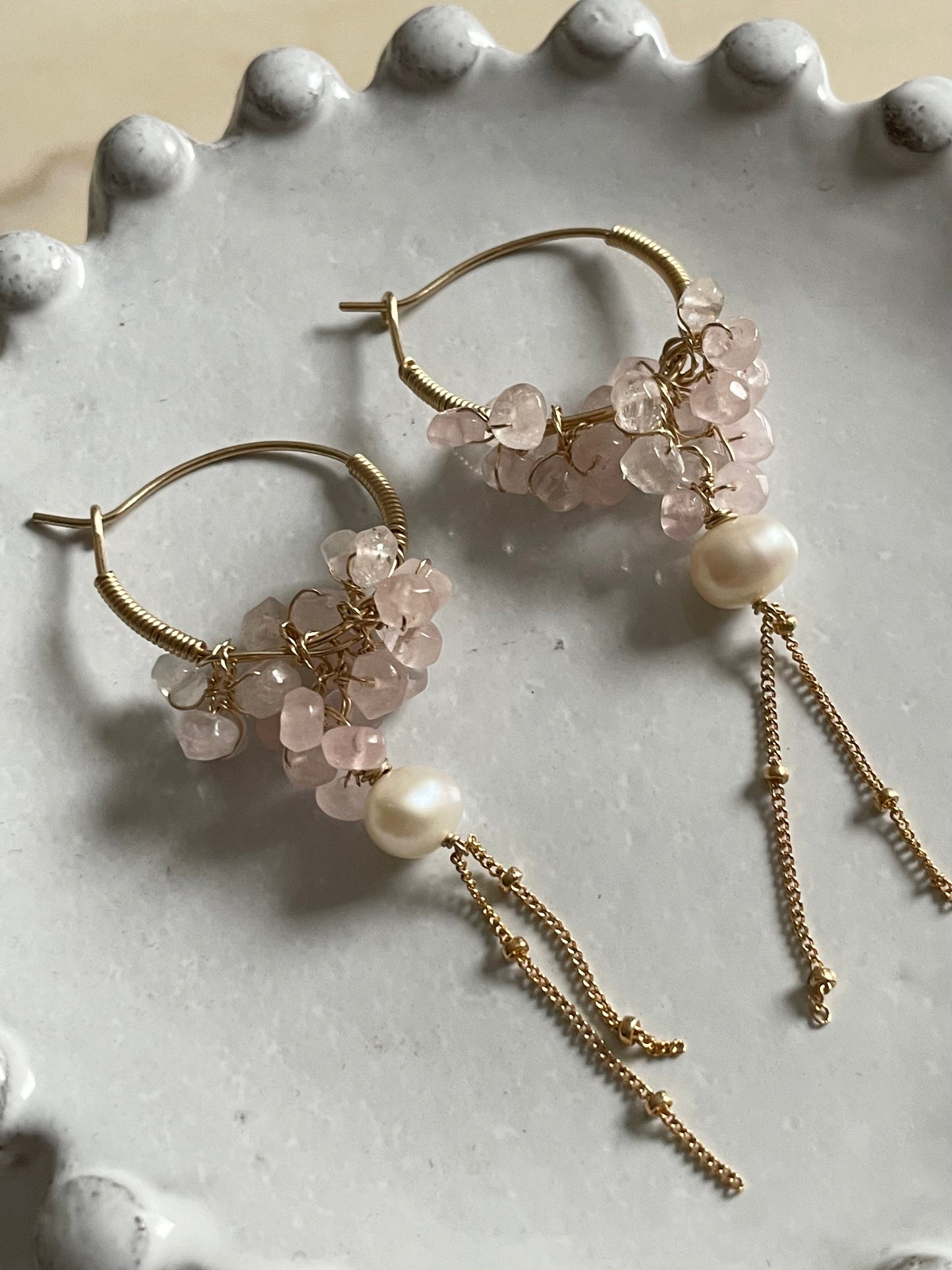 Gemstone Gipsy Earring Rose Quartz