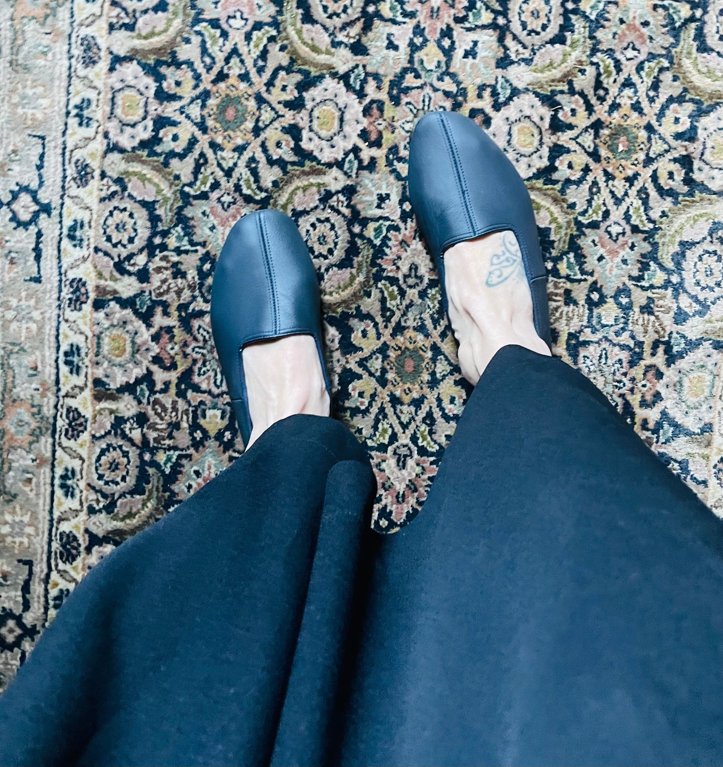 Ingeborg Leather Slippers, Blue
