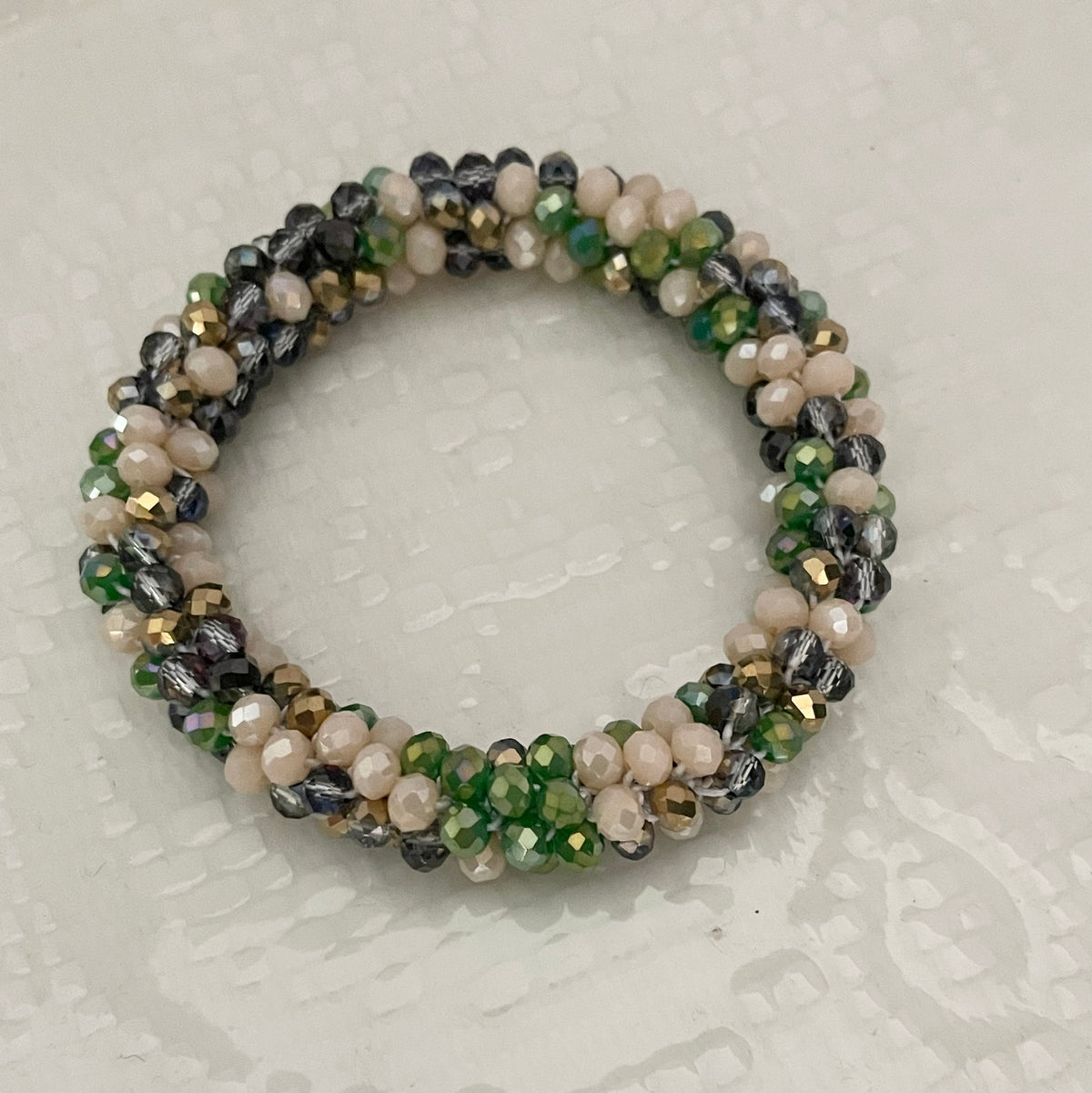 Daria hair & wrist band Green & Beige