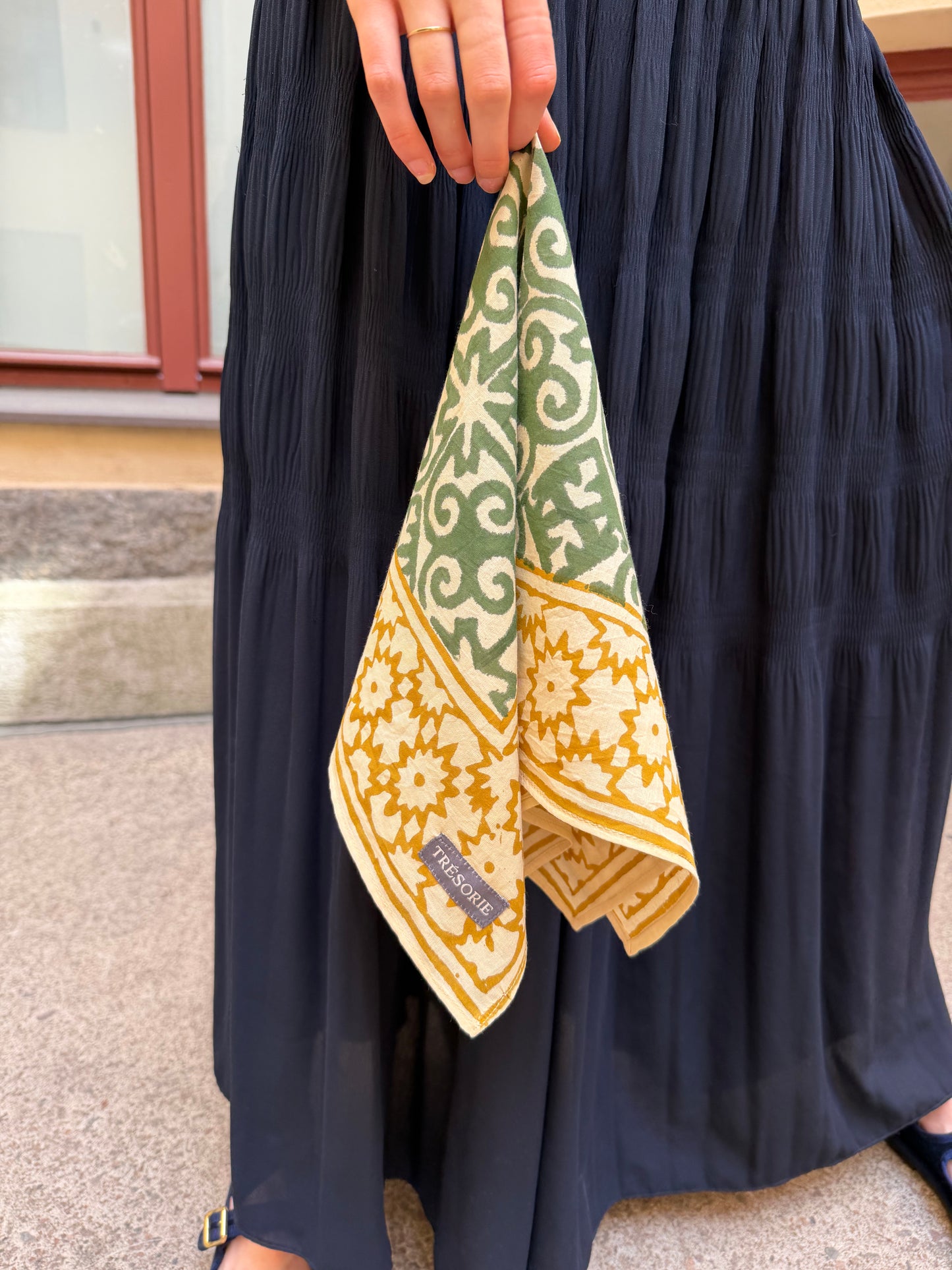 Block print bandana scarf