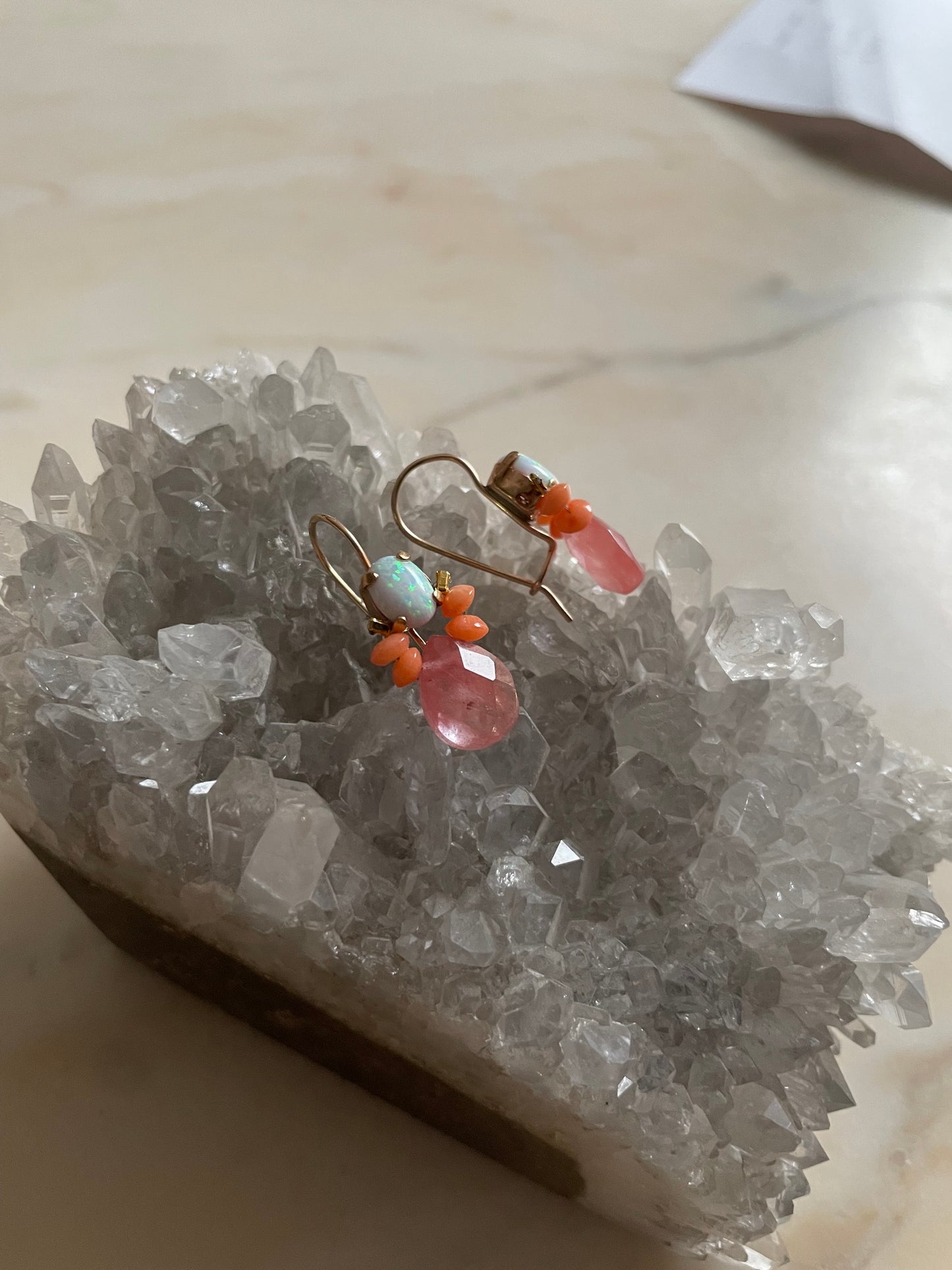 Gemstone Bee Earring Coral