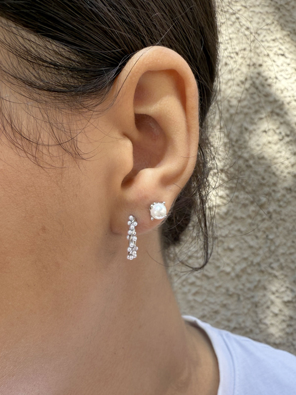 Ava Pearl Hoop Gold