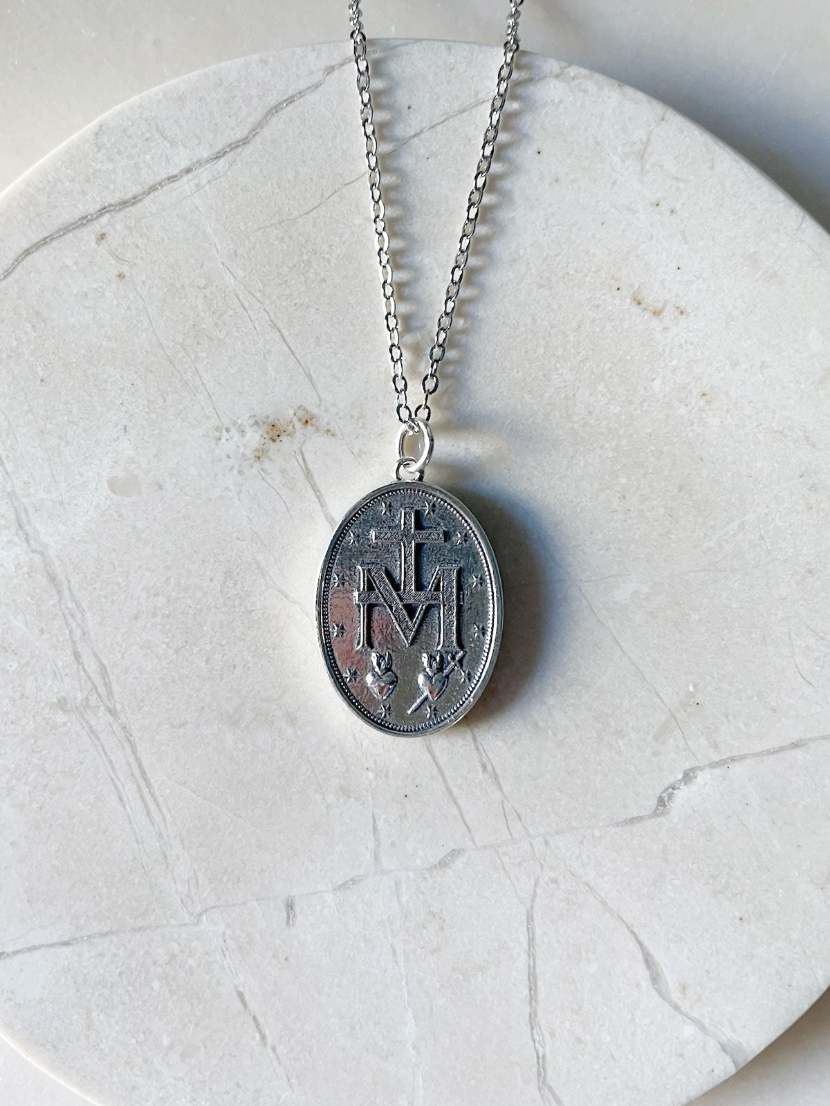 Ave Maria Necklace Silver