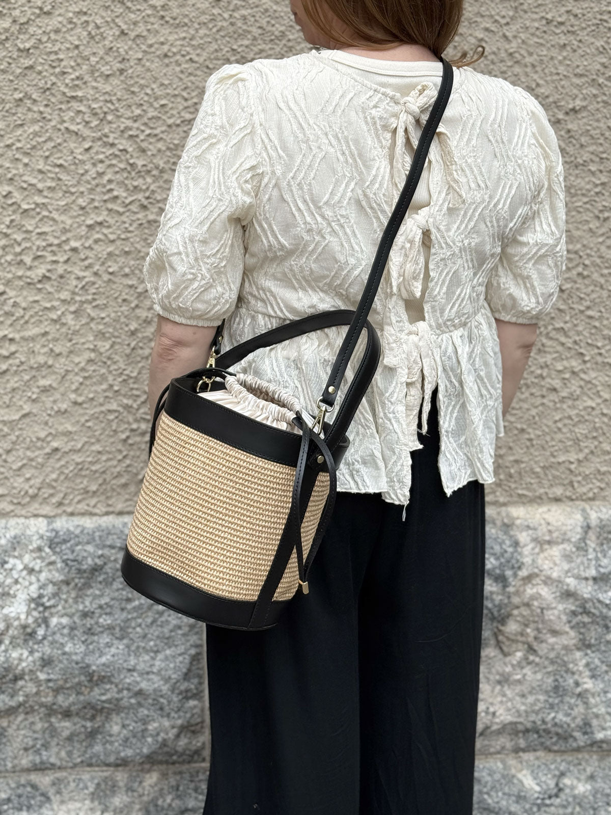 Raffia Bucket Bag Large
