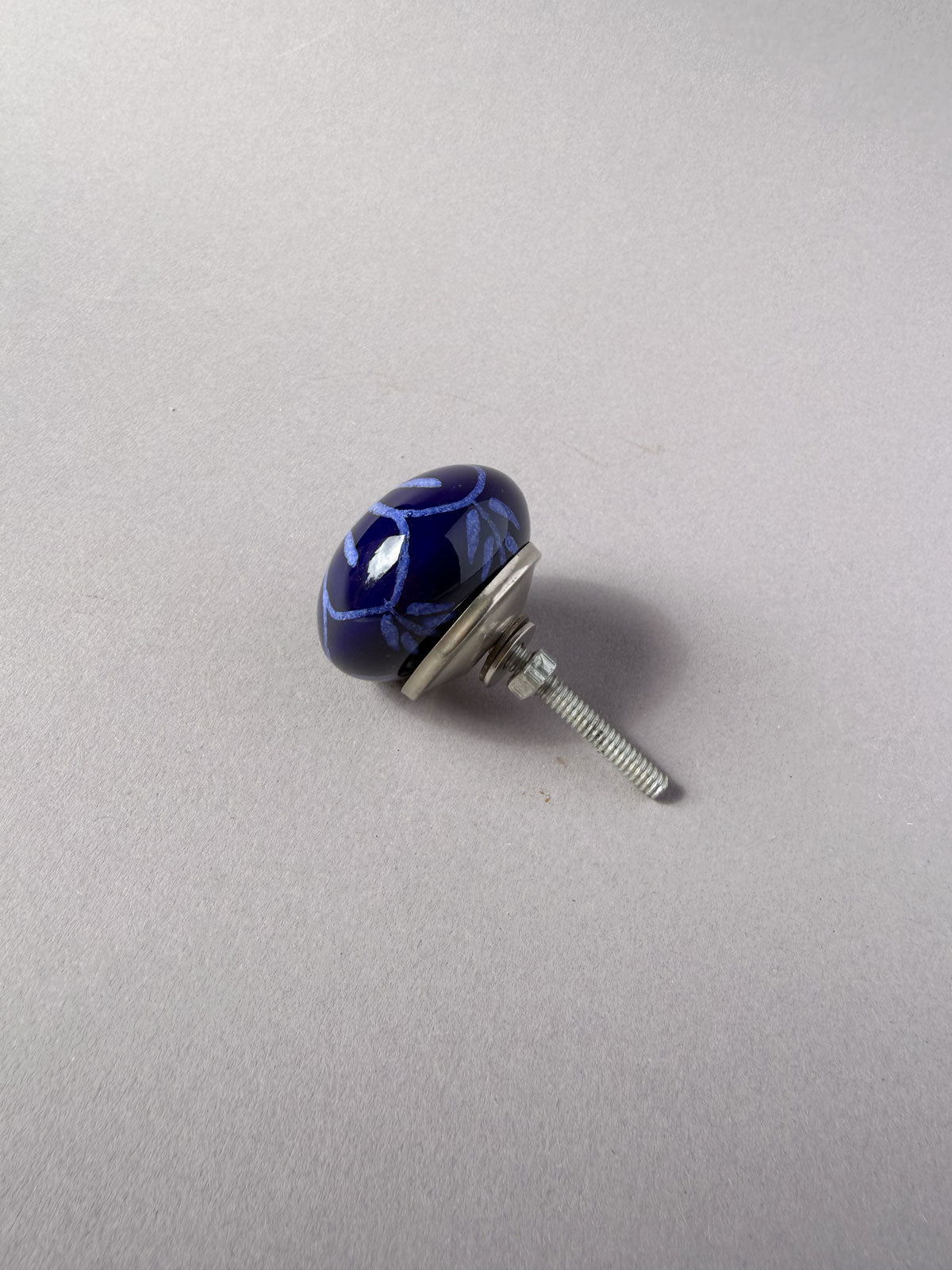 Ceramic Knob indigo flower