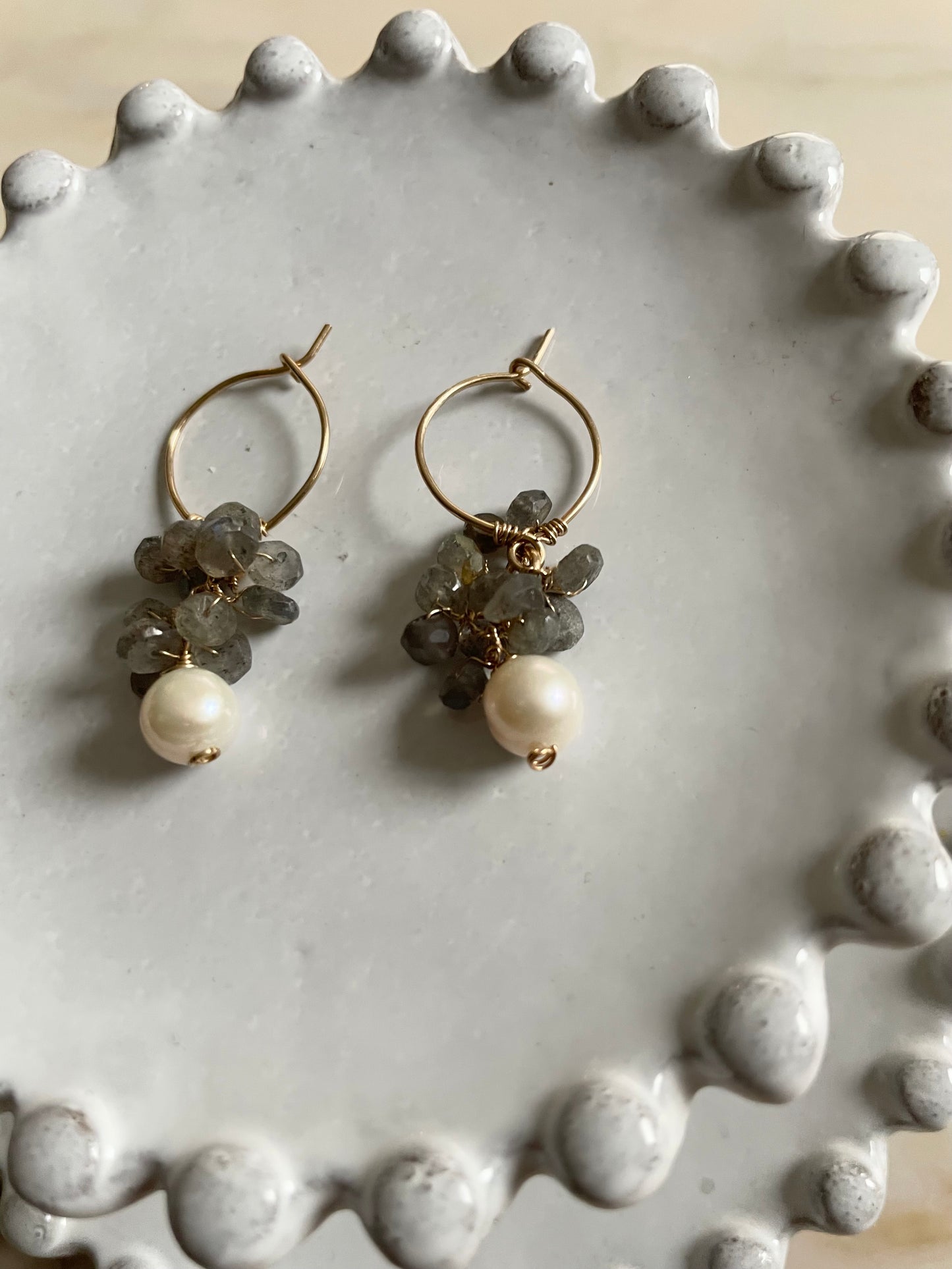 Gemstone Cluster Earring Labradorite
