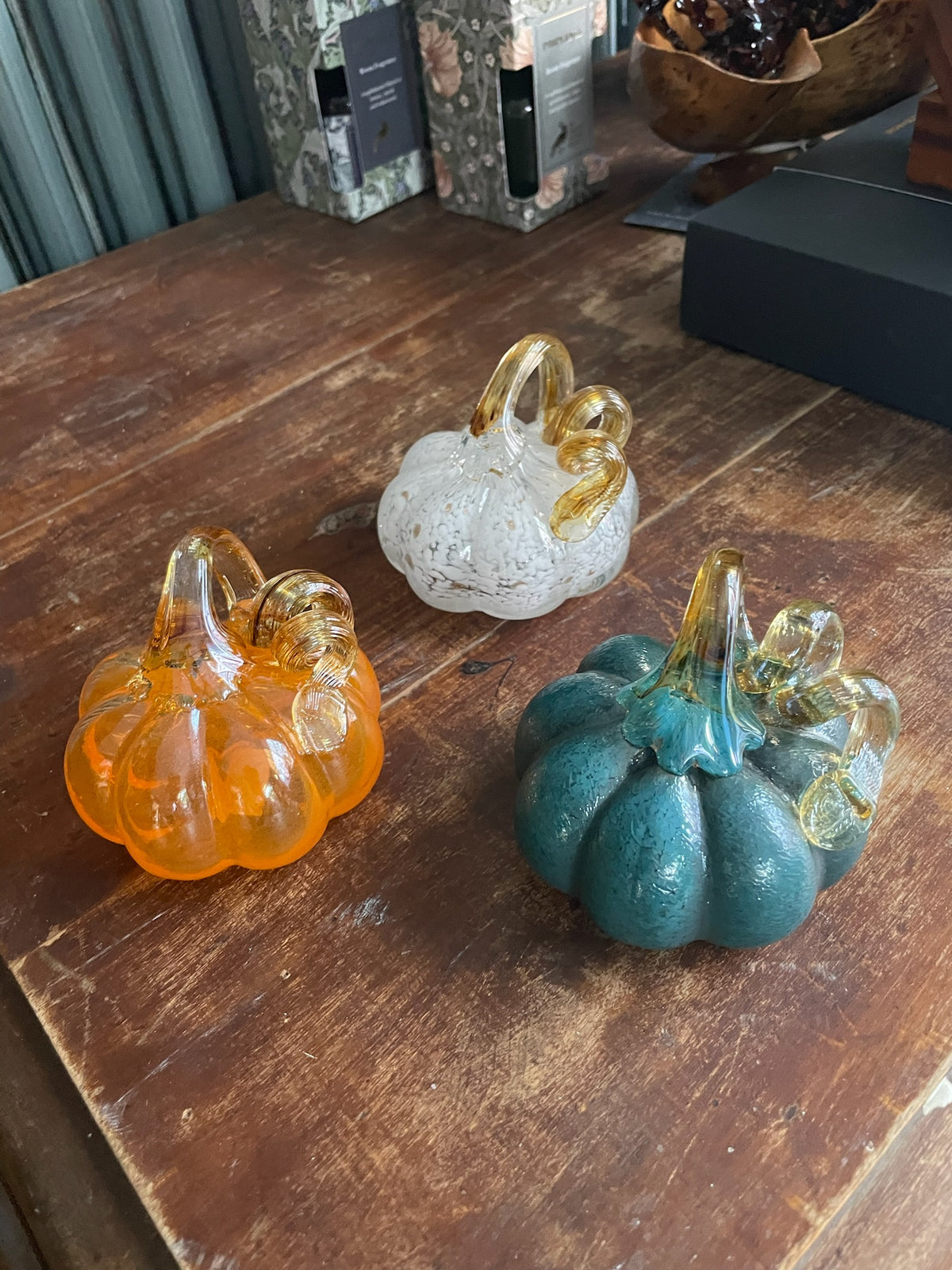 Large glass pumpkin ornament Orange