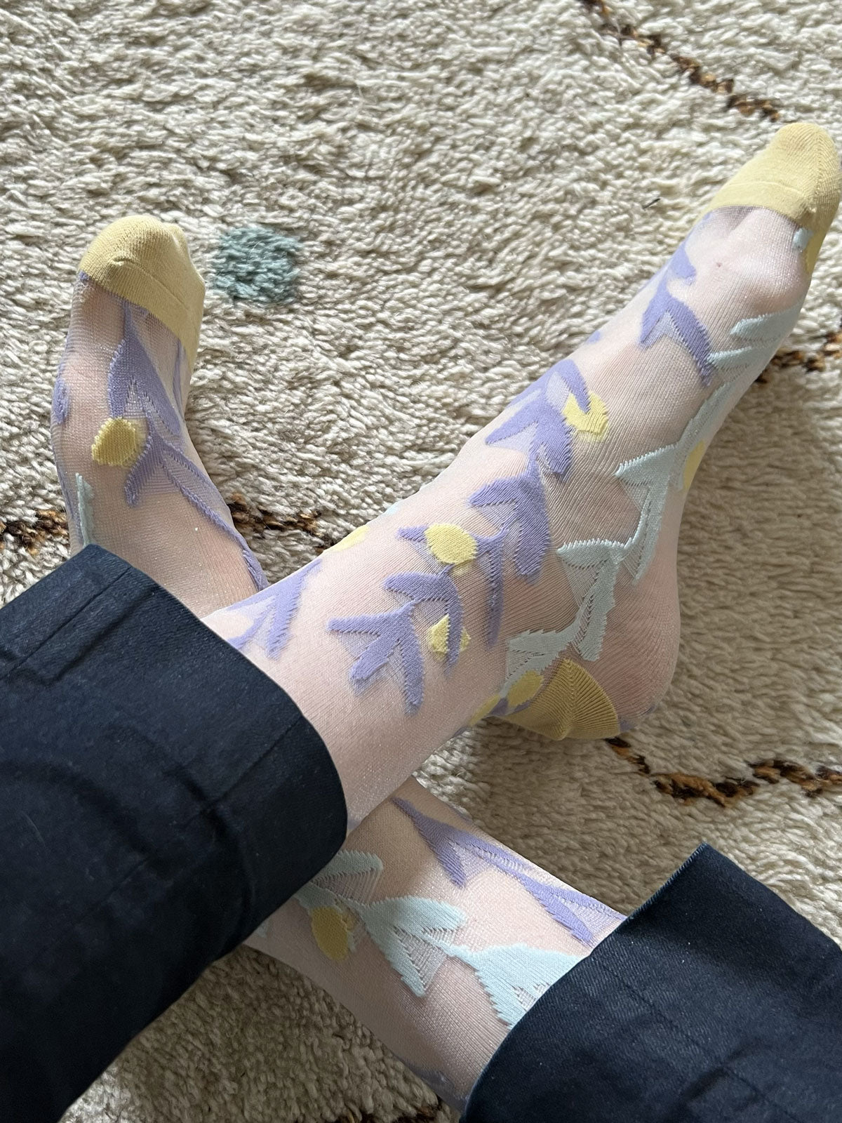 Jacquard Mesh Socks Fern