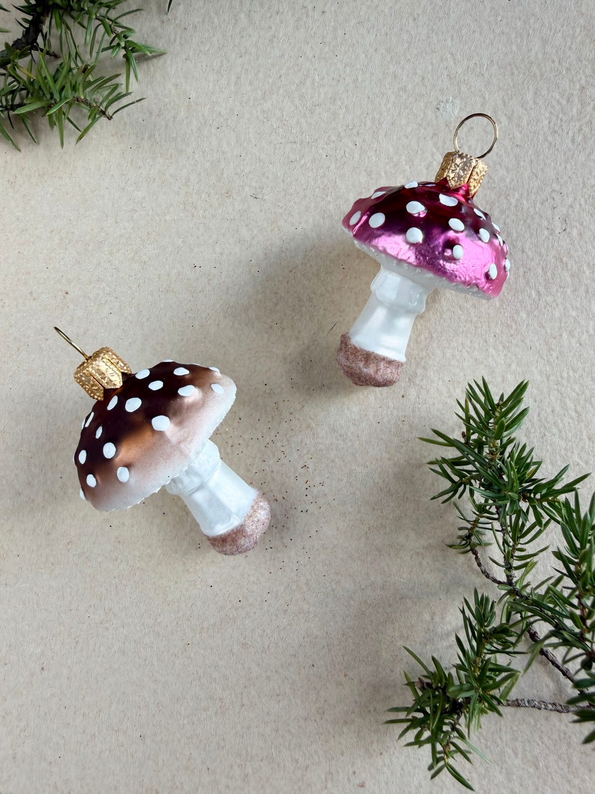 Brown Mushroom Glass Ornament