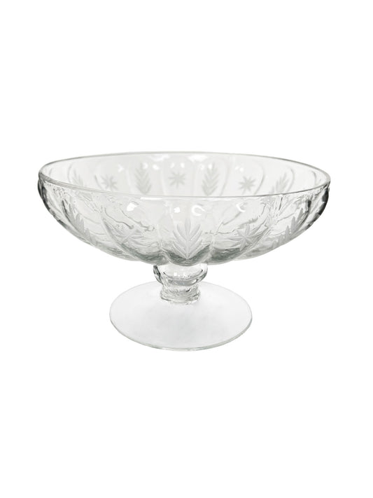 Footed Glass bowl with cuttings