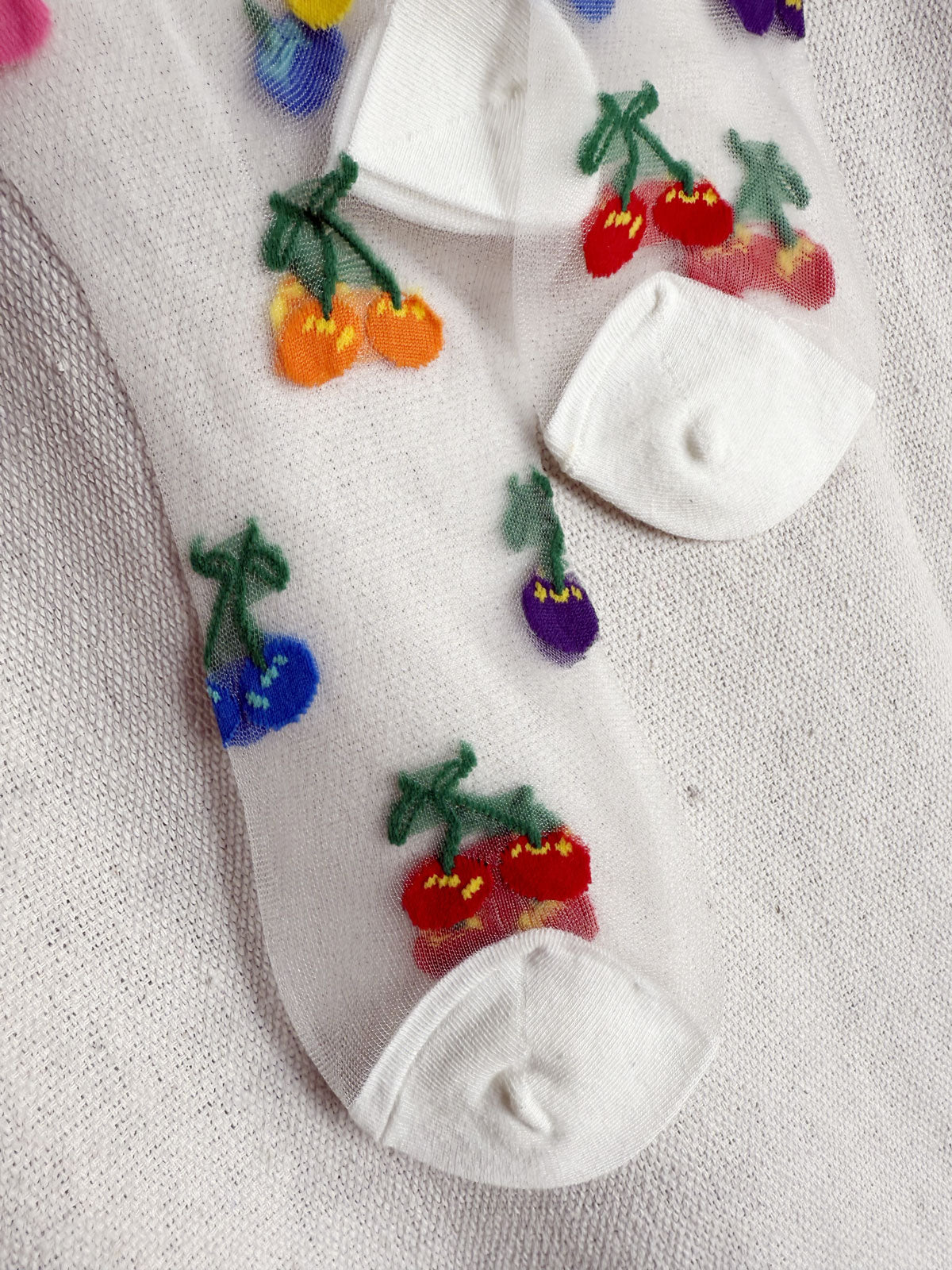 Jacquard Mesh Socks Fruits