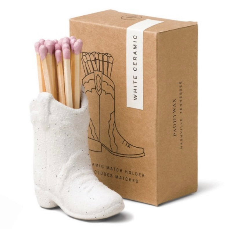 Cowboy Ceramic Boot Match Holder