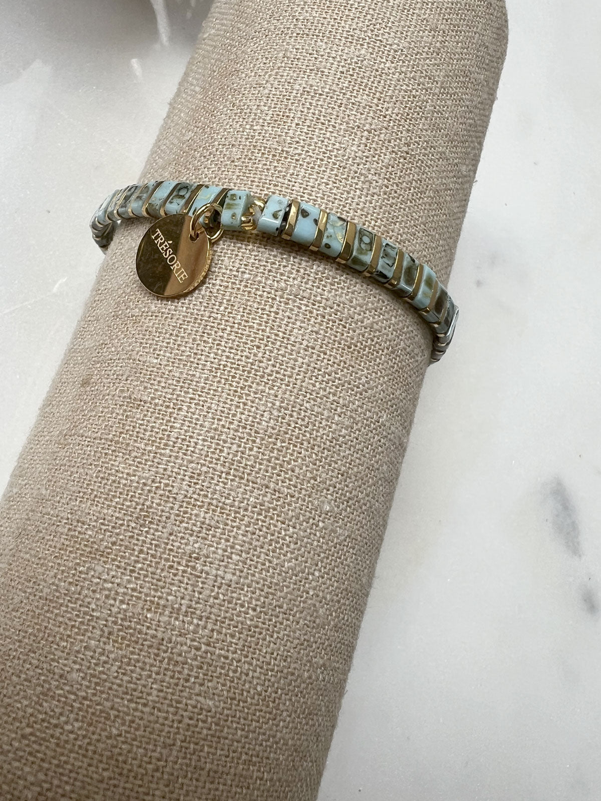 Glass tile aqua-gold