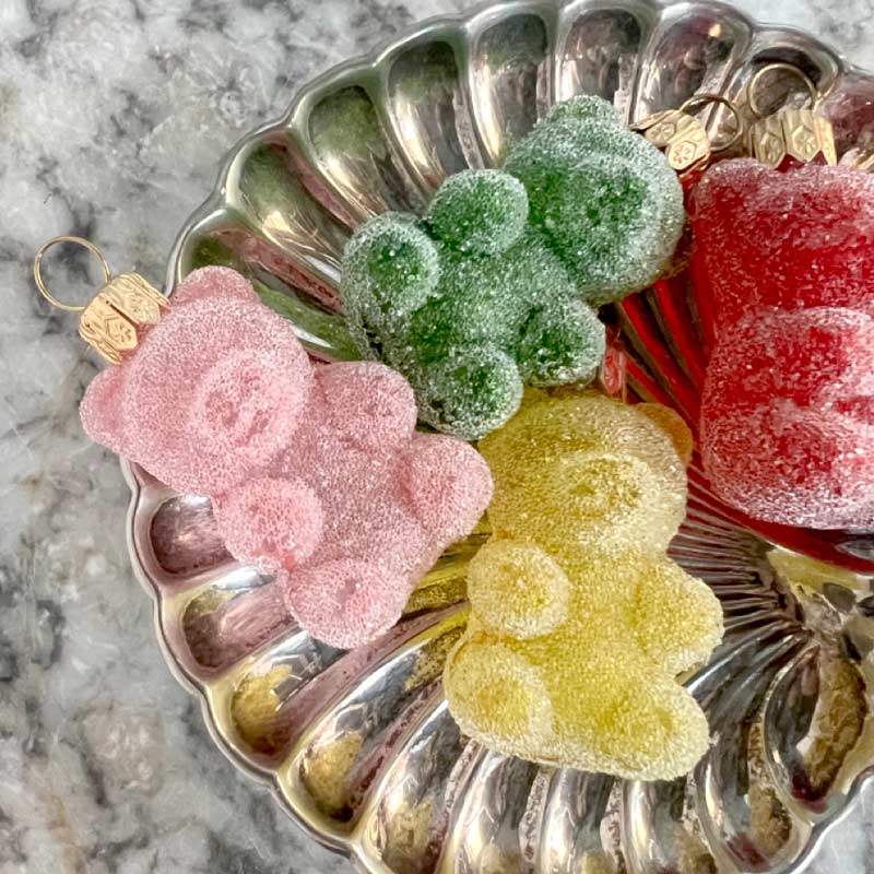 Green Gummy Bear Glass Ornament