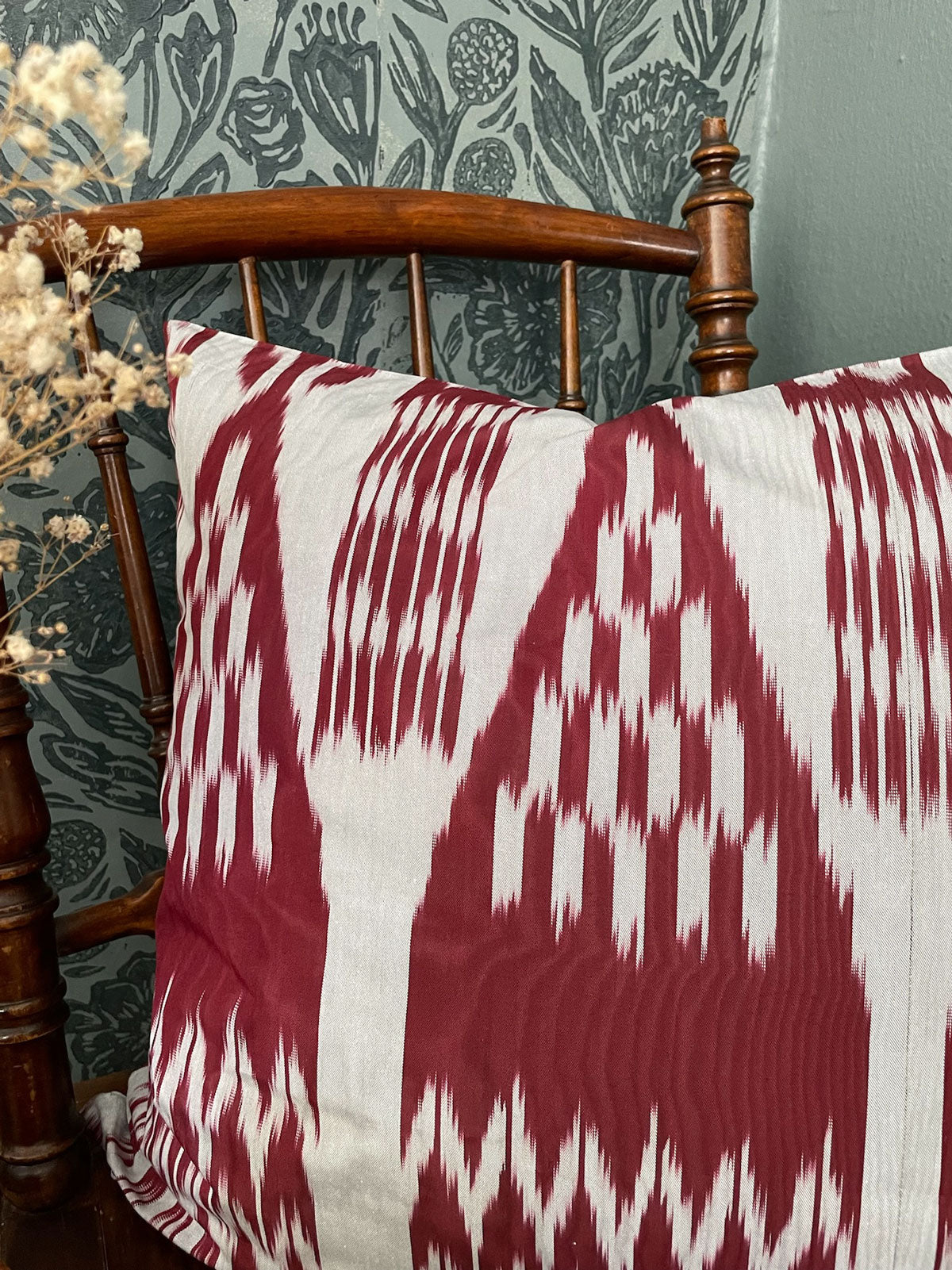Ikat cushion cover burgundy & gray 40 x 40 cm