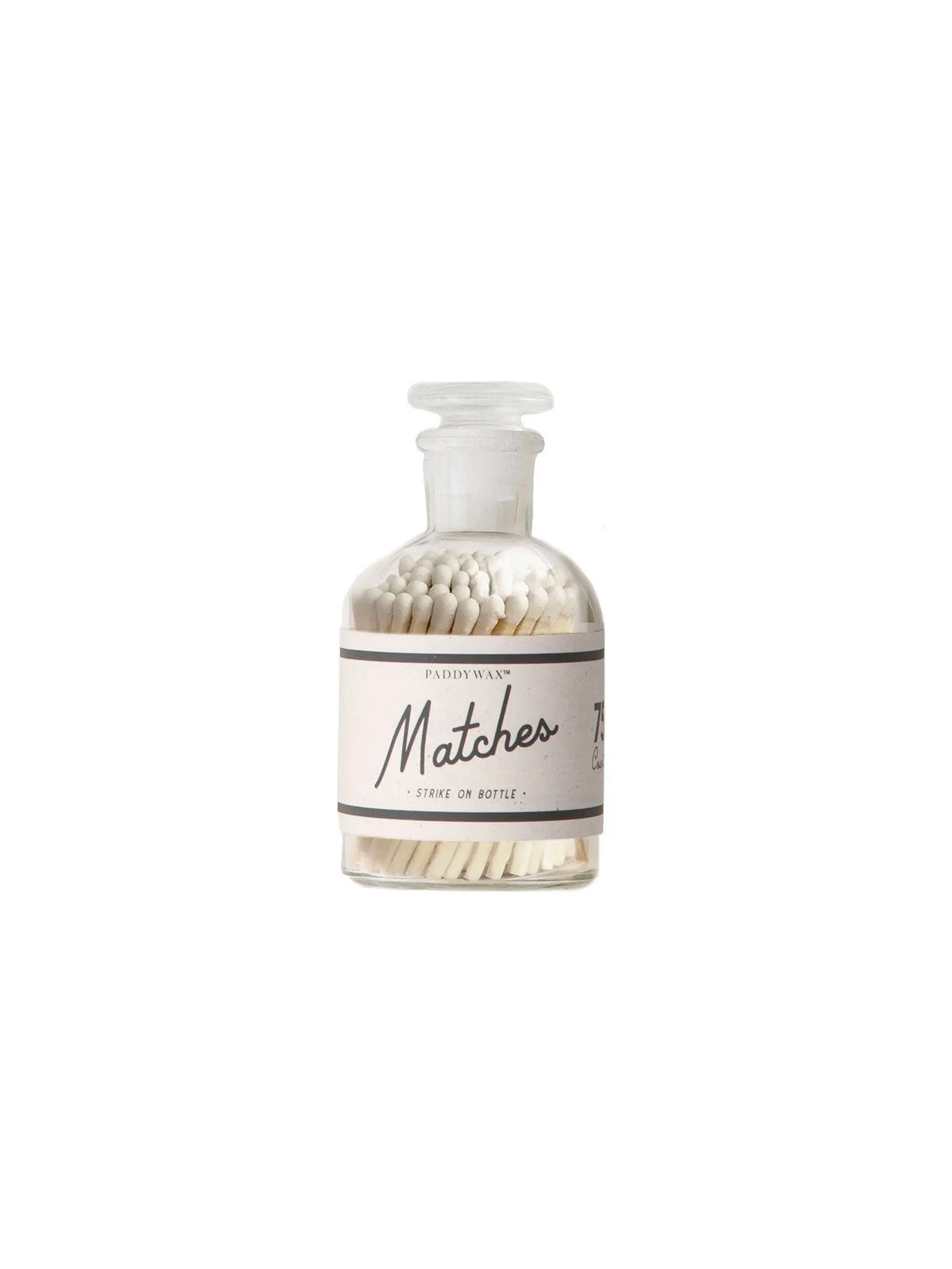 Glas bottle matches, white