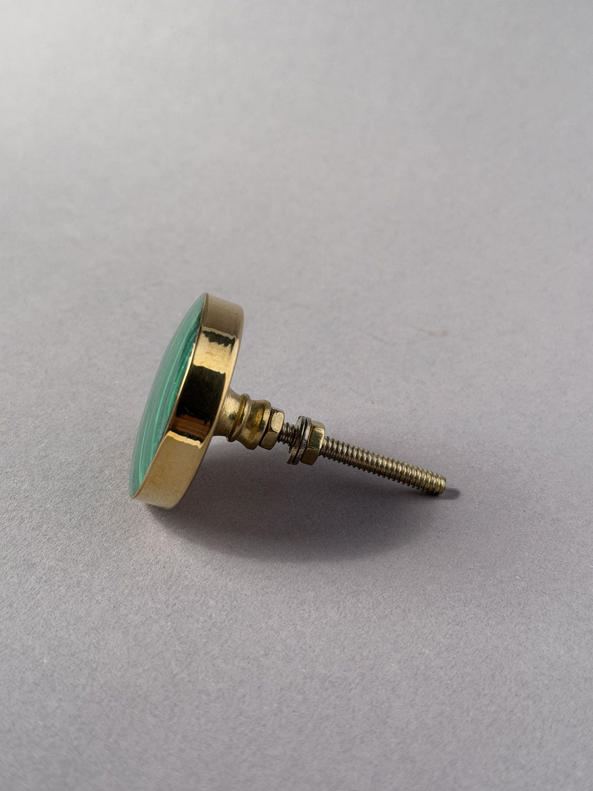 Brass knob malachite