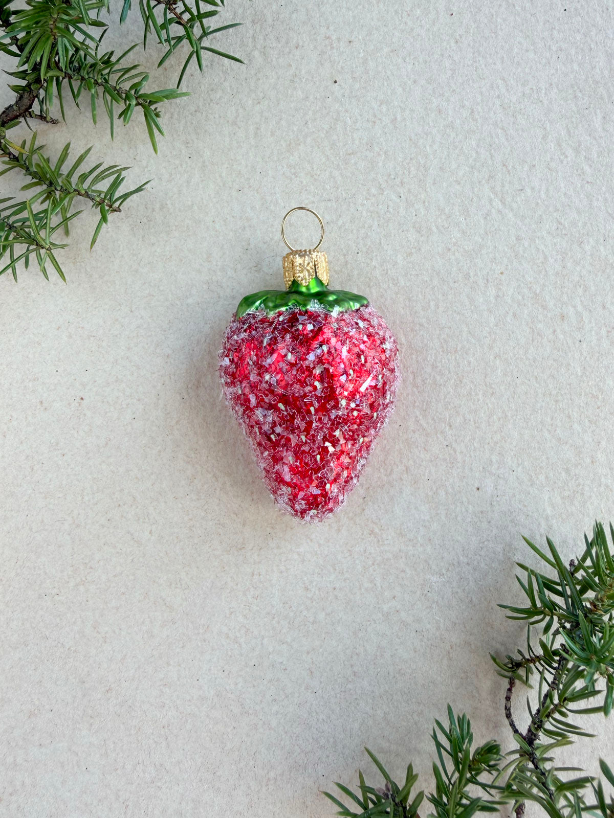 Half Strawberry Glass Ornament
