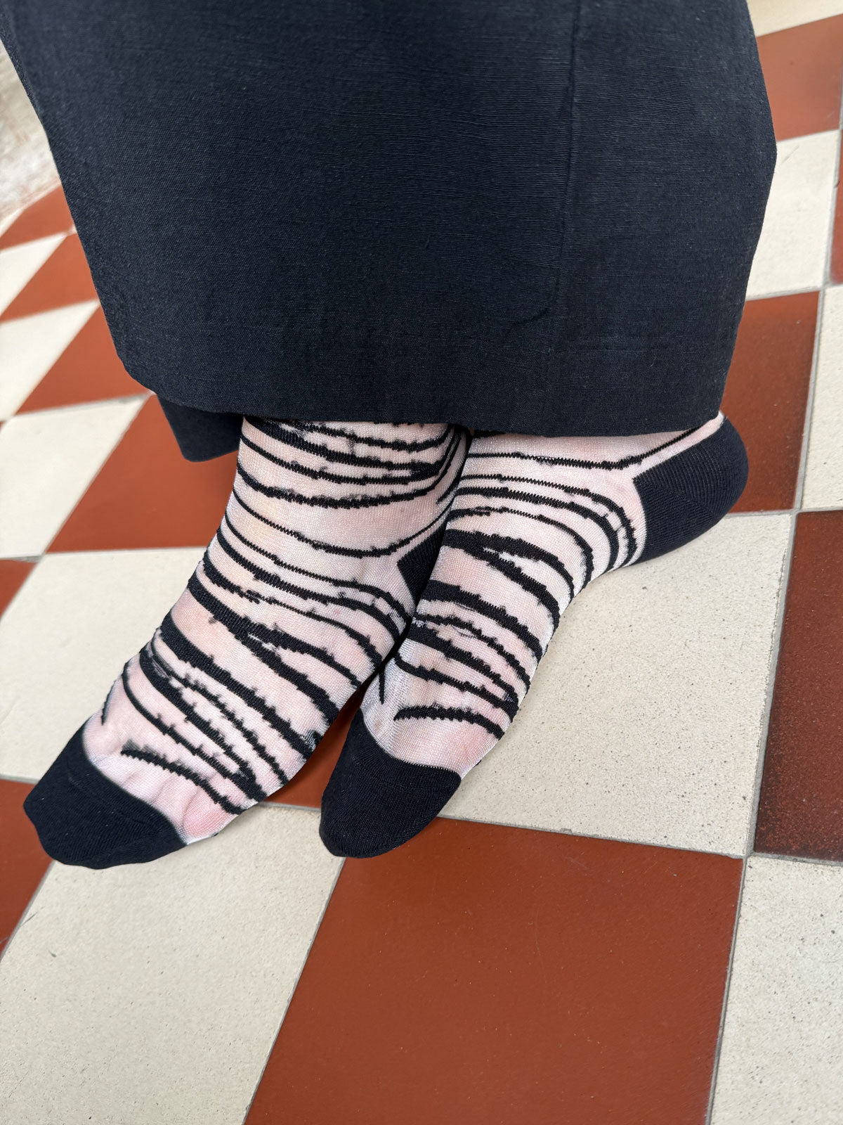 Jacquard Mesh Socks Zebra