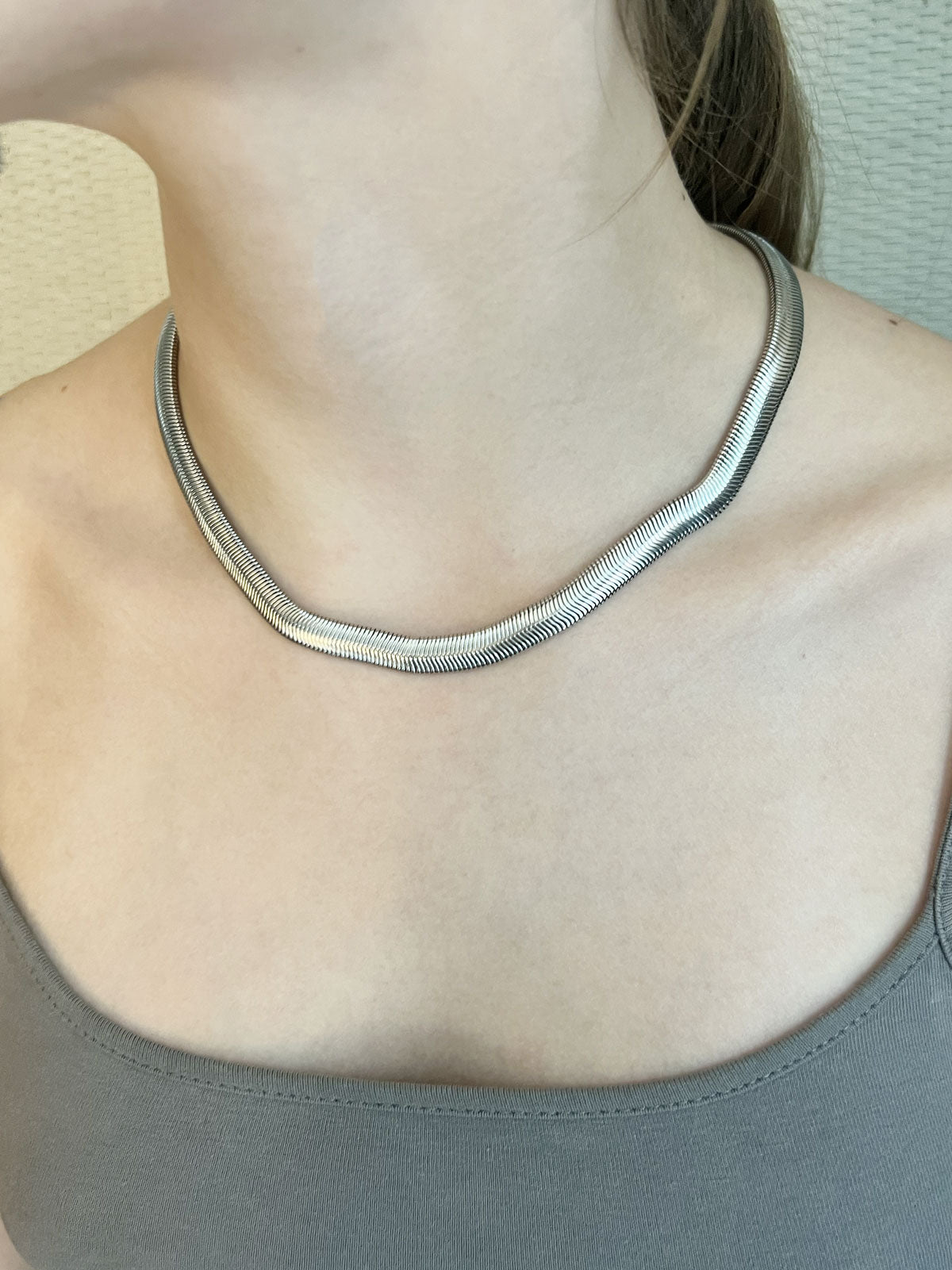 Boa snake necklace silver