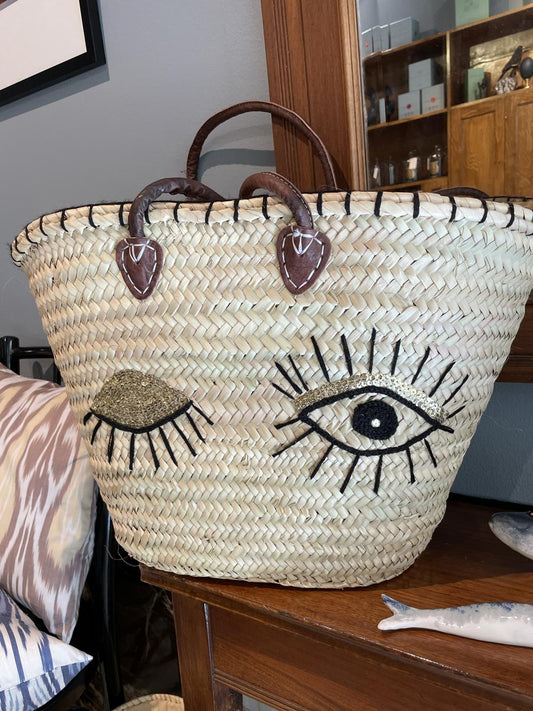 Straw bag eye gold
