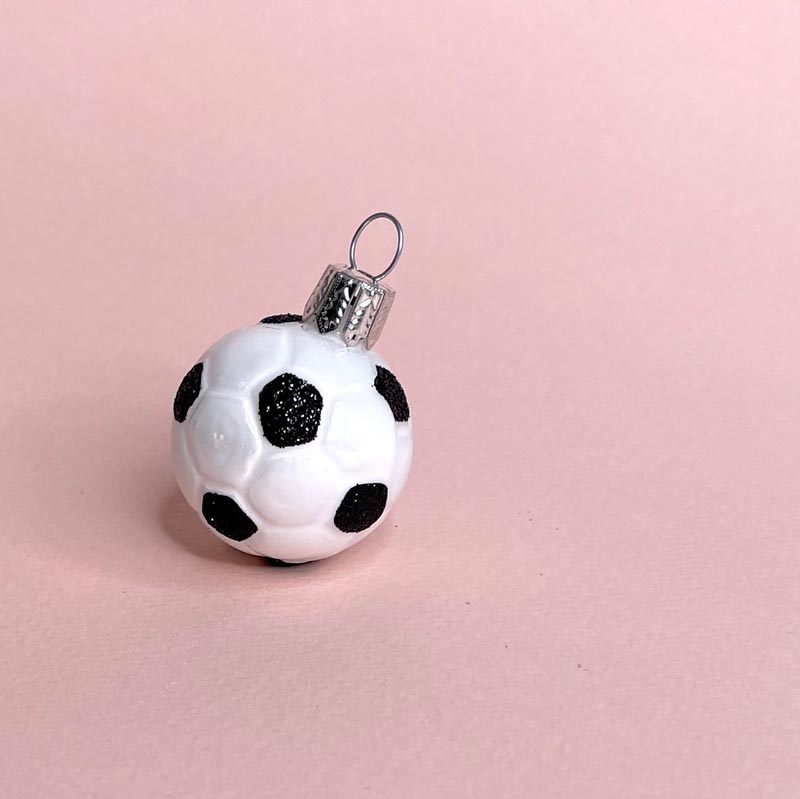 MIni Soccer Ball Glass Ornament