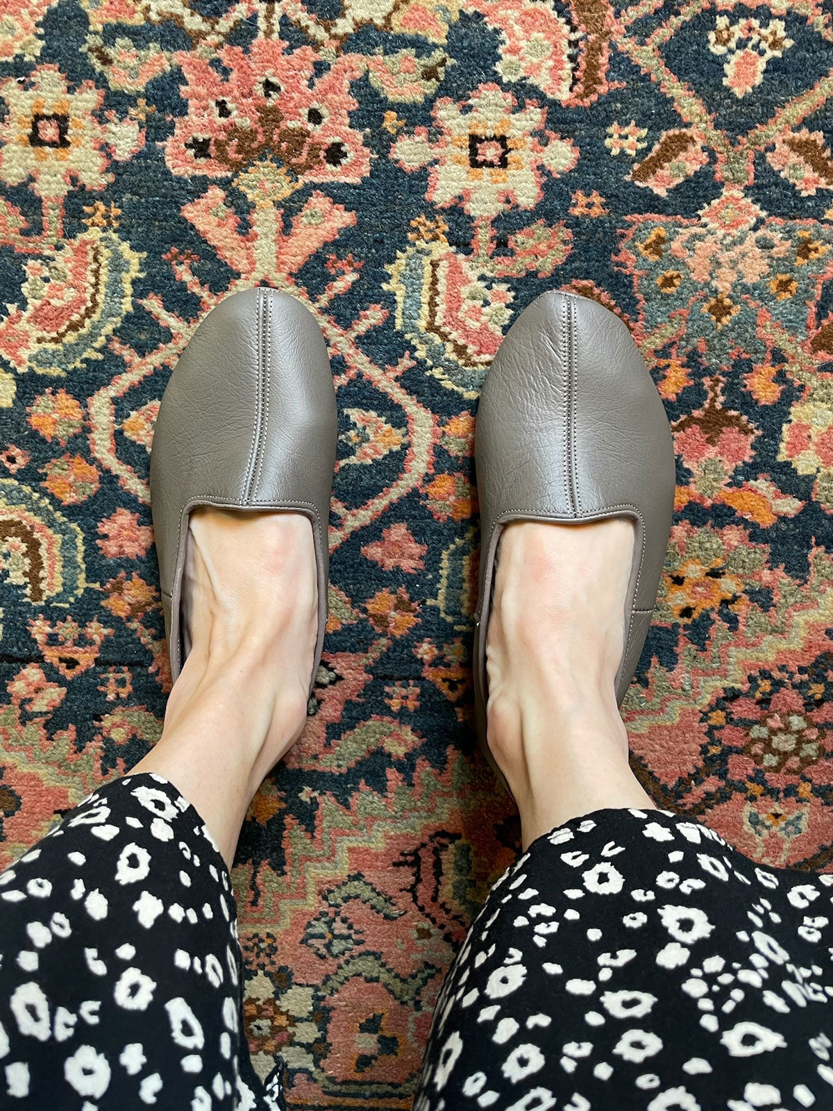Ingeborg Leather Slippers, Taupe