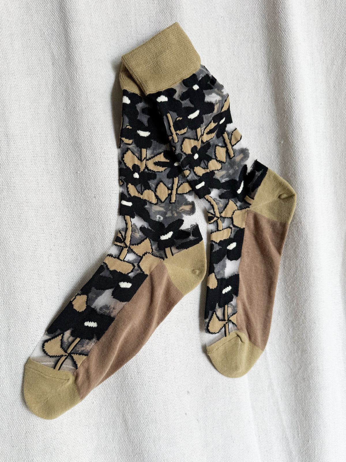 Jacquard Mesh Socks Noir Bloom