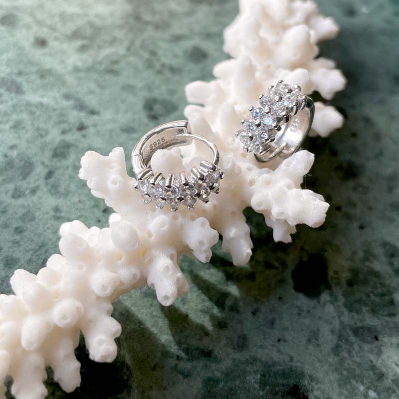 Tennis Hoop Earrings – Silver