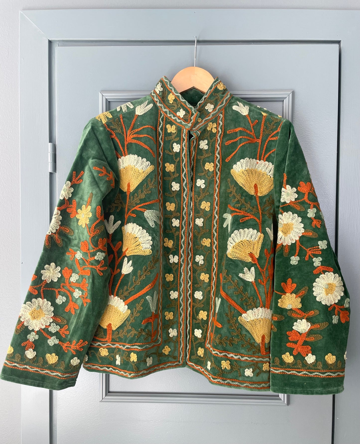 Paloma Velvet Jacet - Green-Orange