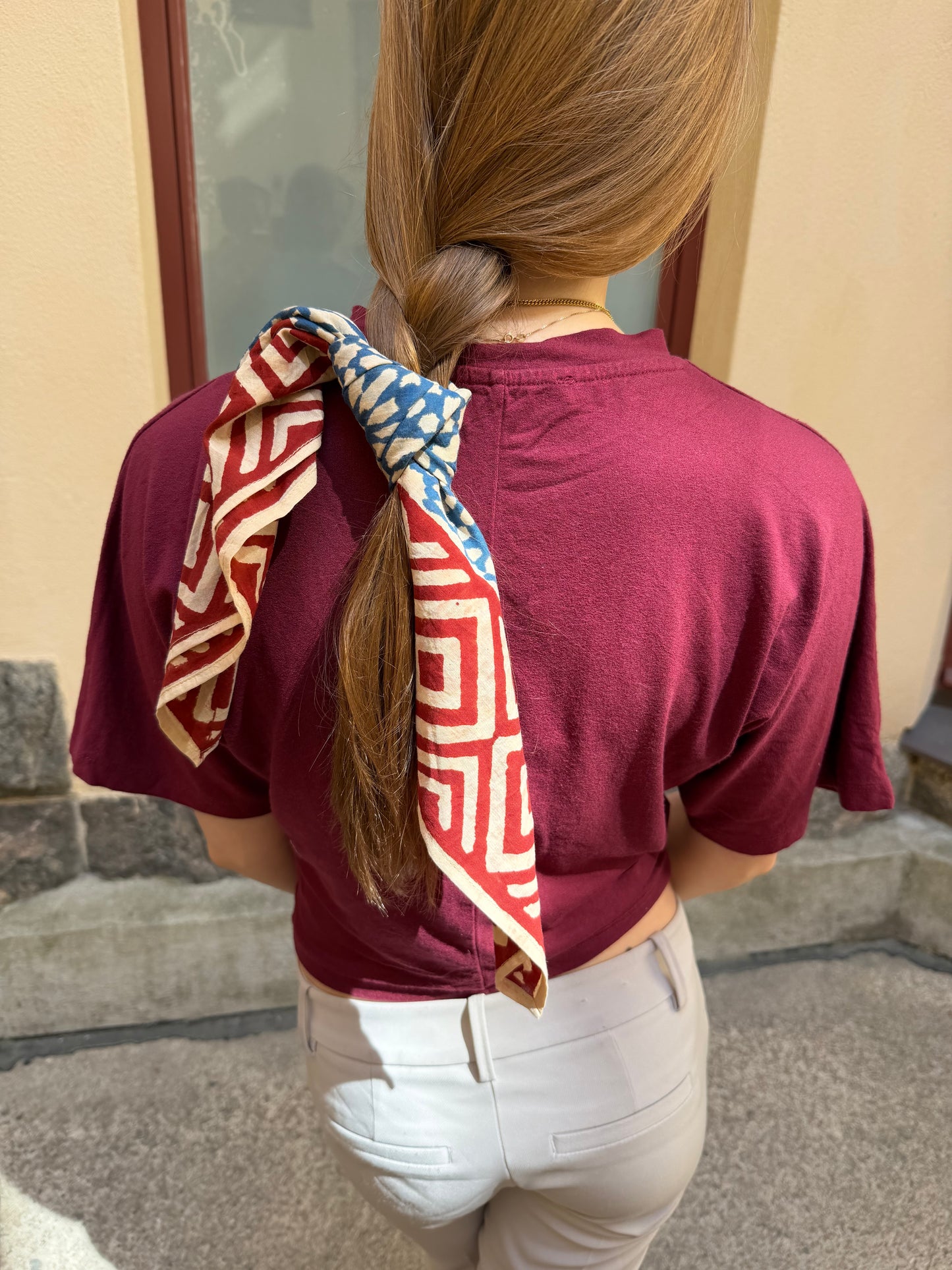 Block print bandana scarf
