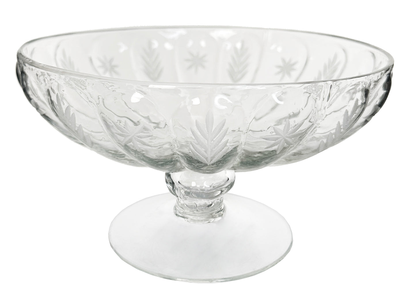 Footed Glass bowl with cuttings