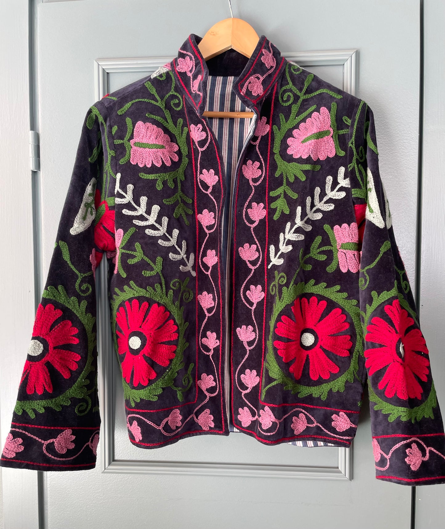 Paloma Velvet Jacket - Blue-red
