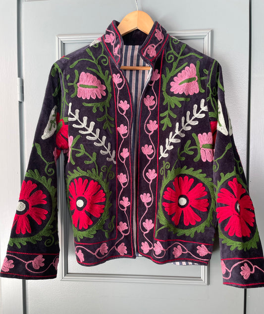 Paloma Velvet Jacket - Blue-red