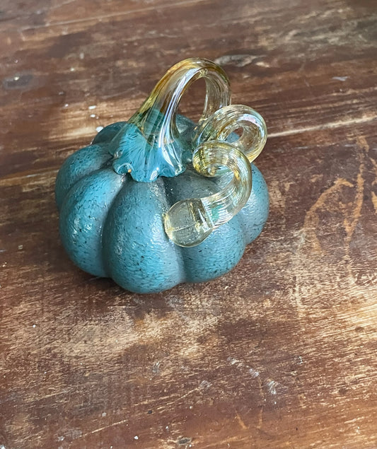 Large Glass Pumpkin - Teal