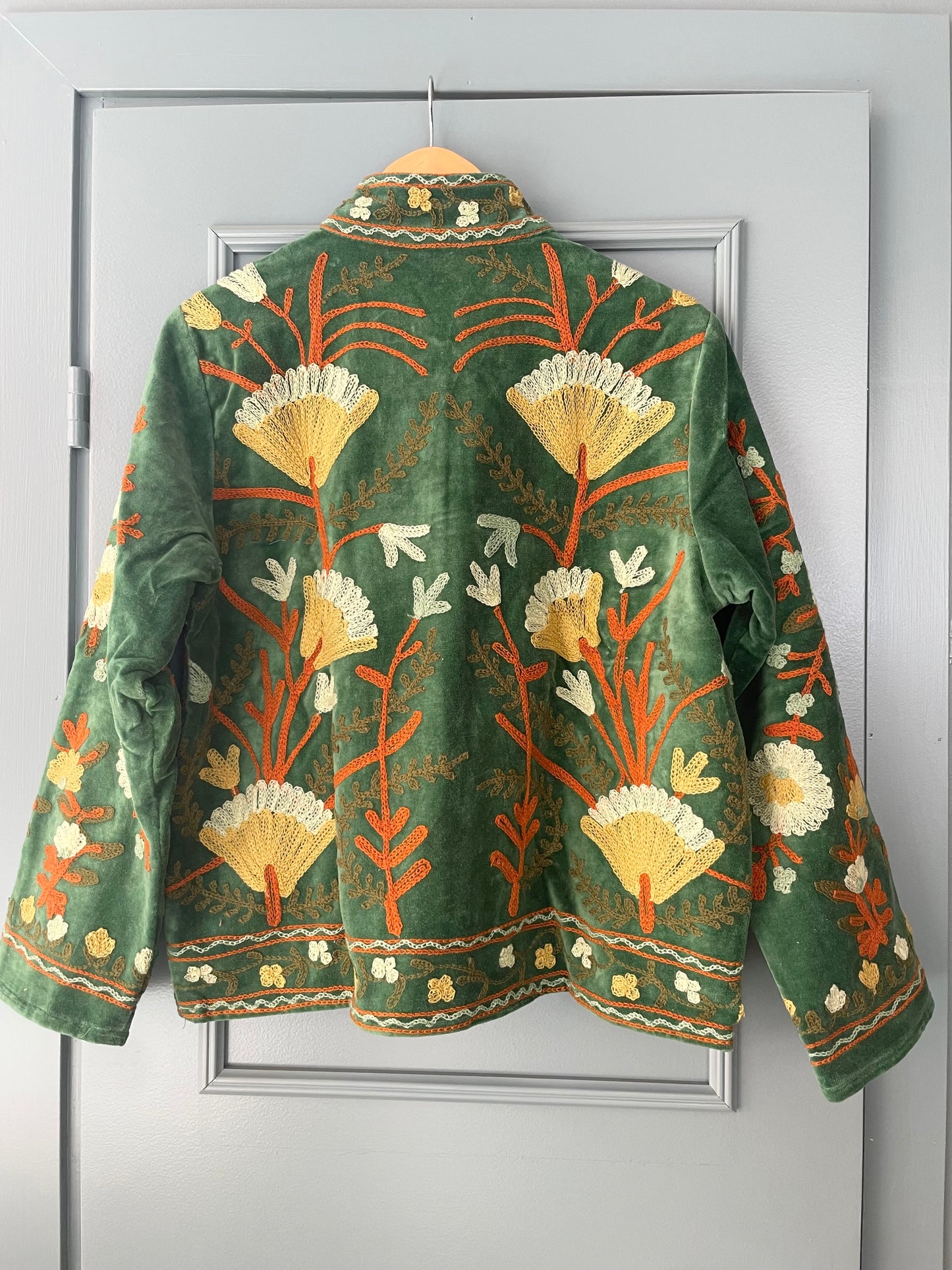 Paloma Velvet Jacet - Green-Orange