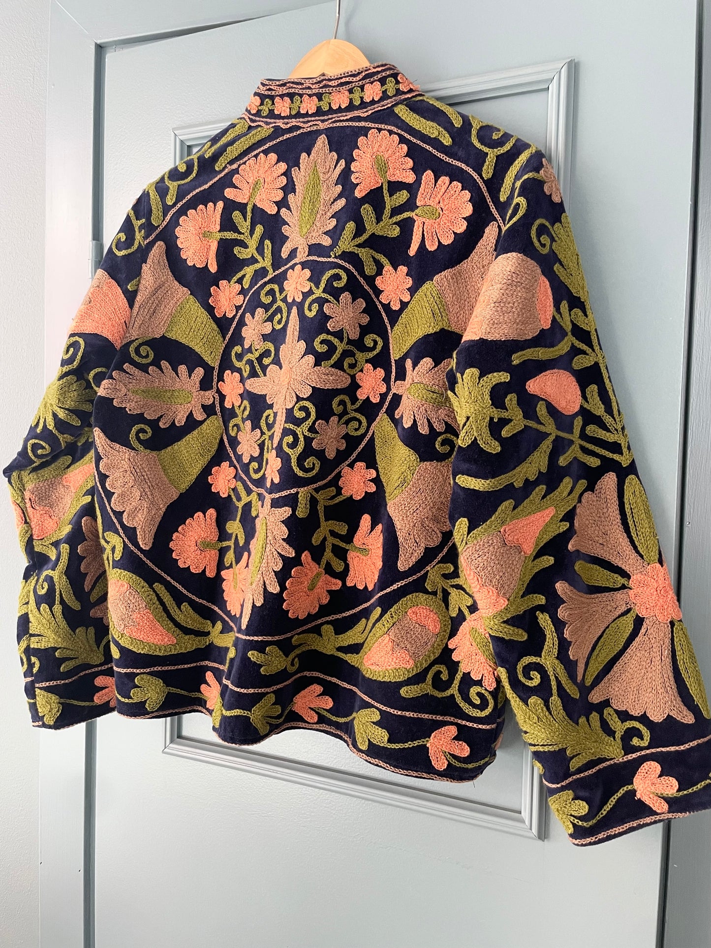 Paloma Velvet Jacket - Night Blue - Orange