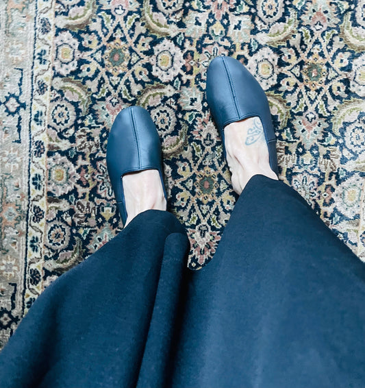 Ingeborg Leather Slippers, Blue