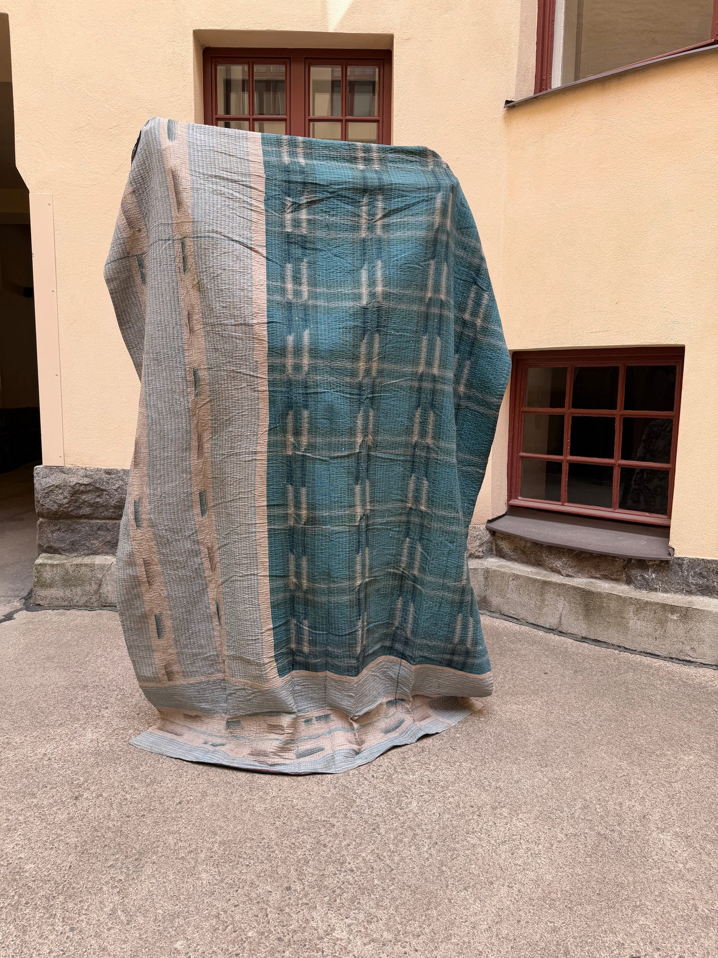 Kantha Quilt red / turqoise