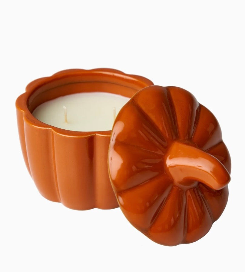 Ceramic pumpkin scented candle orange