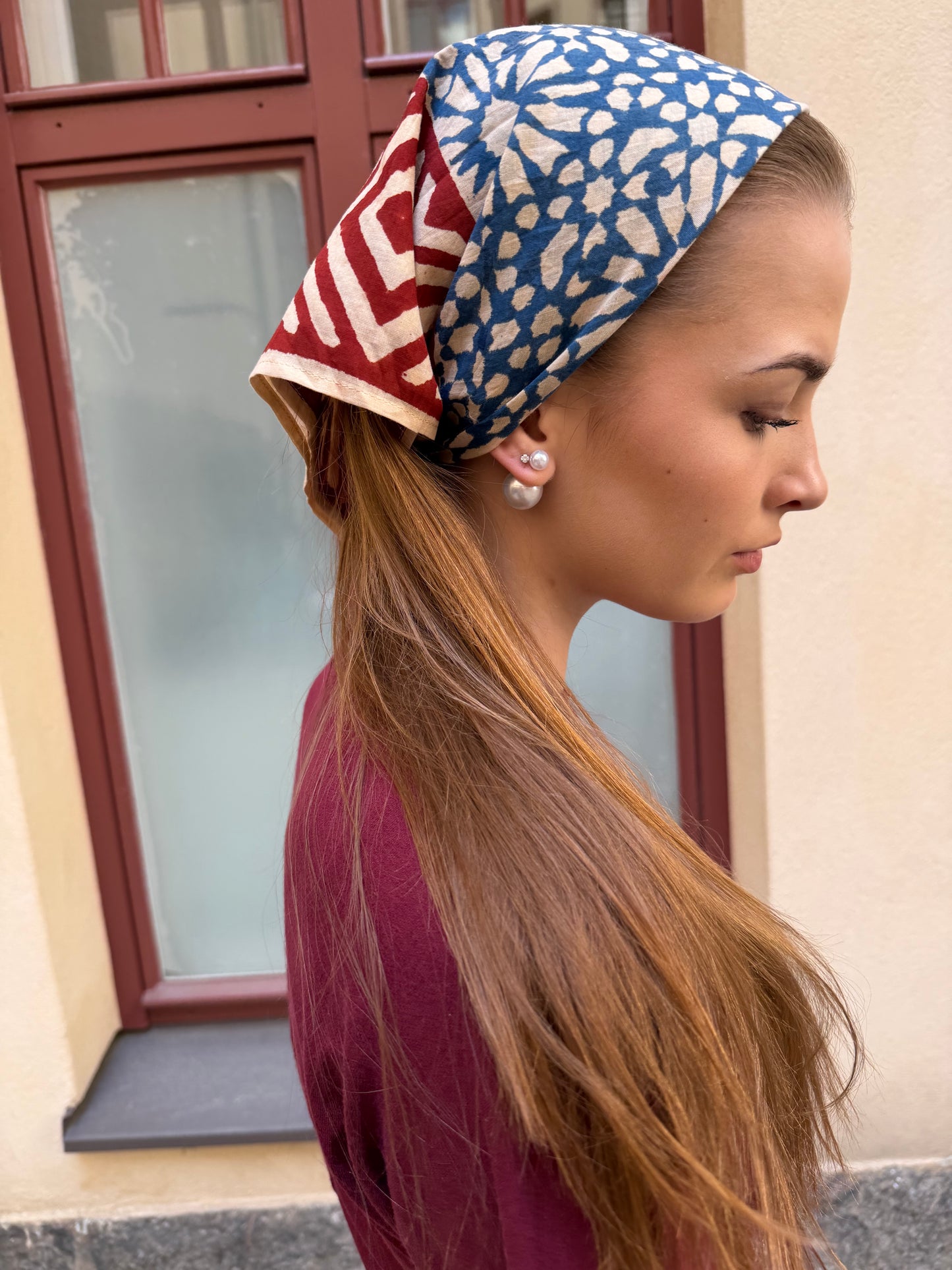 Block print bandana scarf