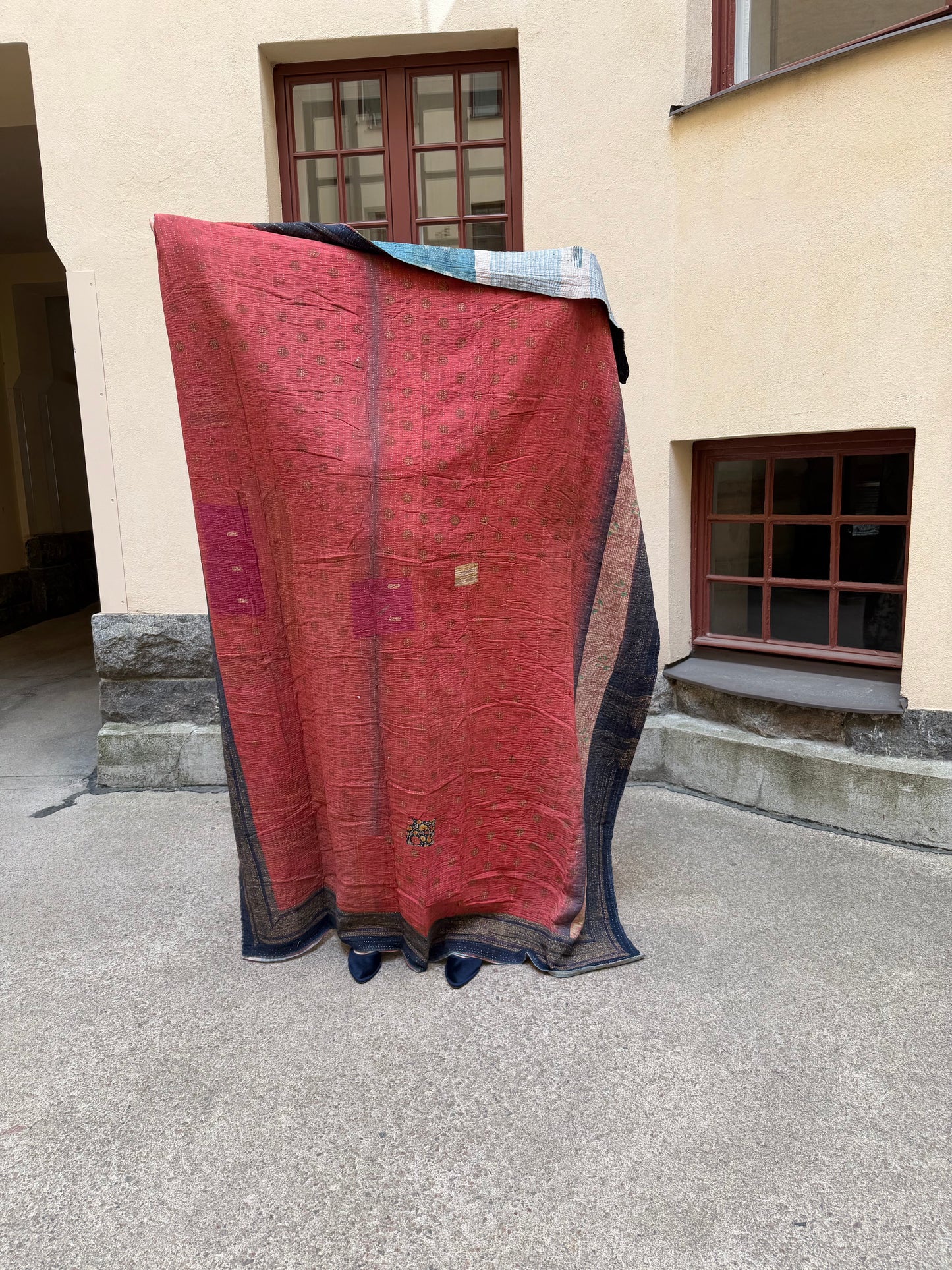 Kantha Quilt red / turqoise