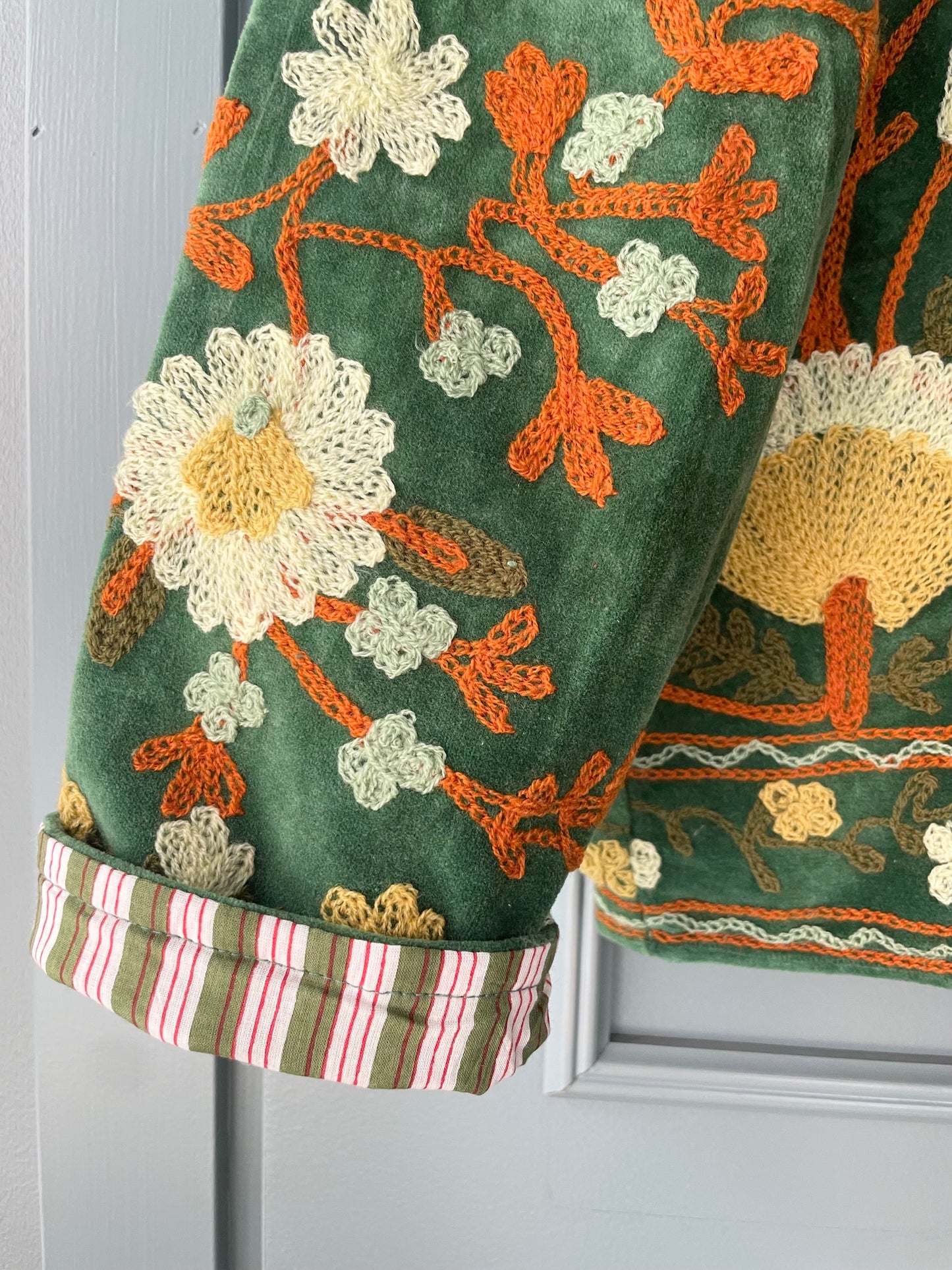 Paloma Velvet Jacet - Green-Orange
