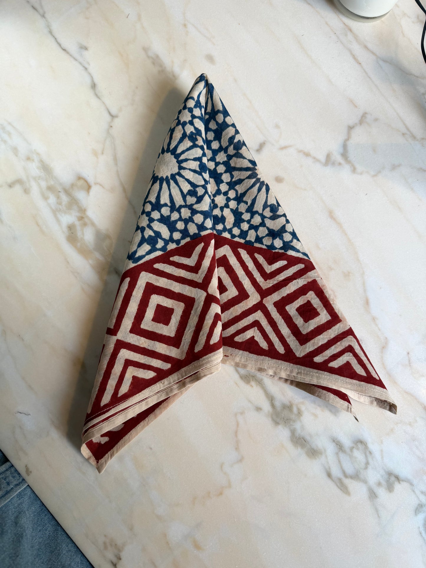 Block print bandana scarf