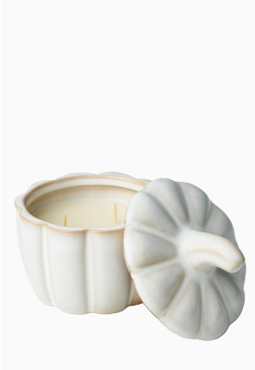 Ceramic pumpkin scented candle white