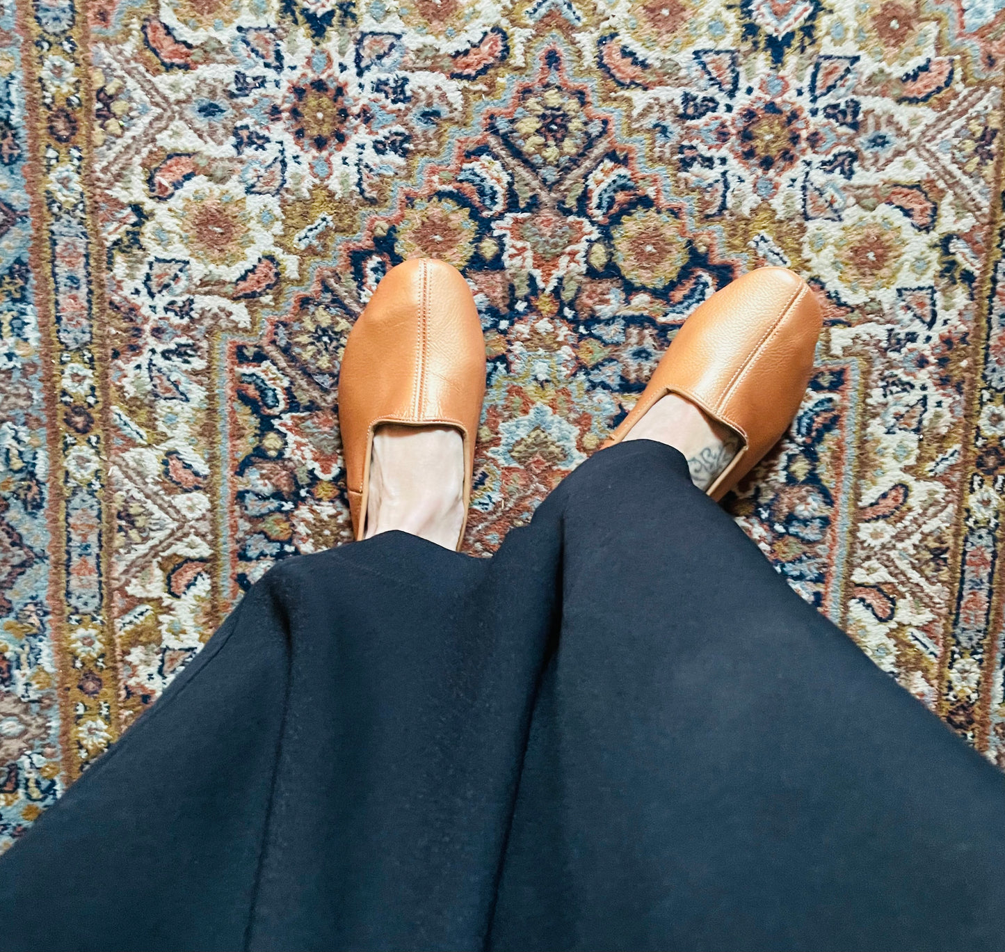 Ingeborg  leather slippers rose gold