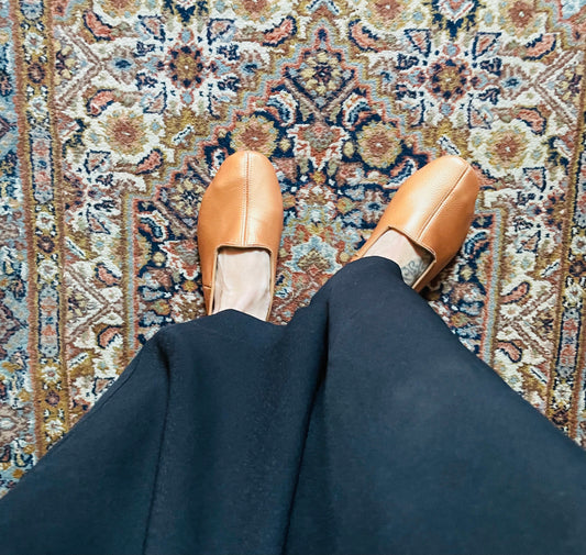 Ingeborg  leather slippers rose gold