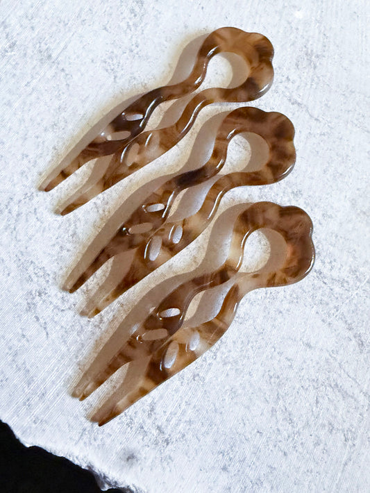 Amelie Mini Hair Pin Brown - Set of 3