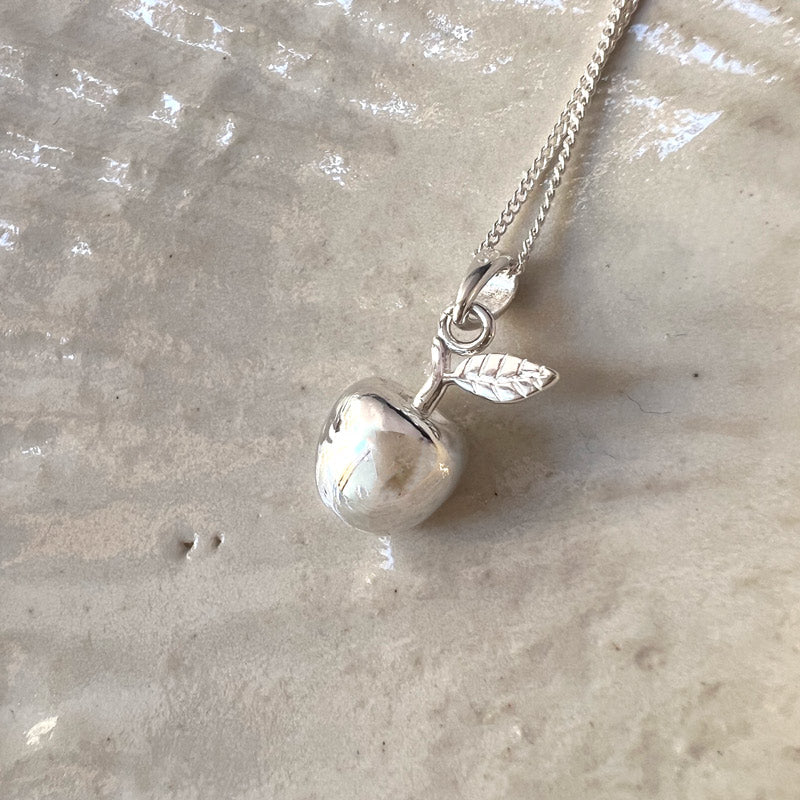 silver apple necklace