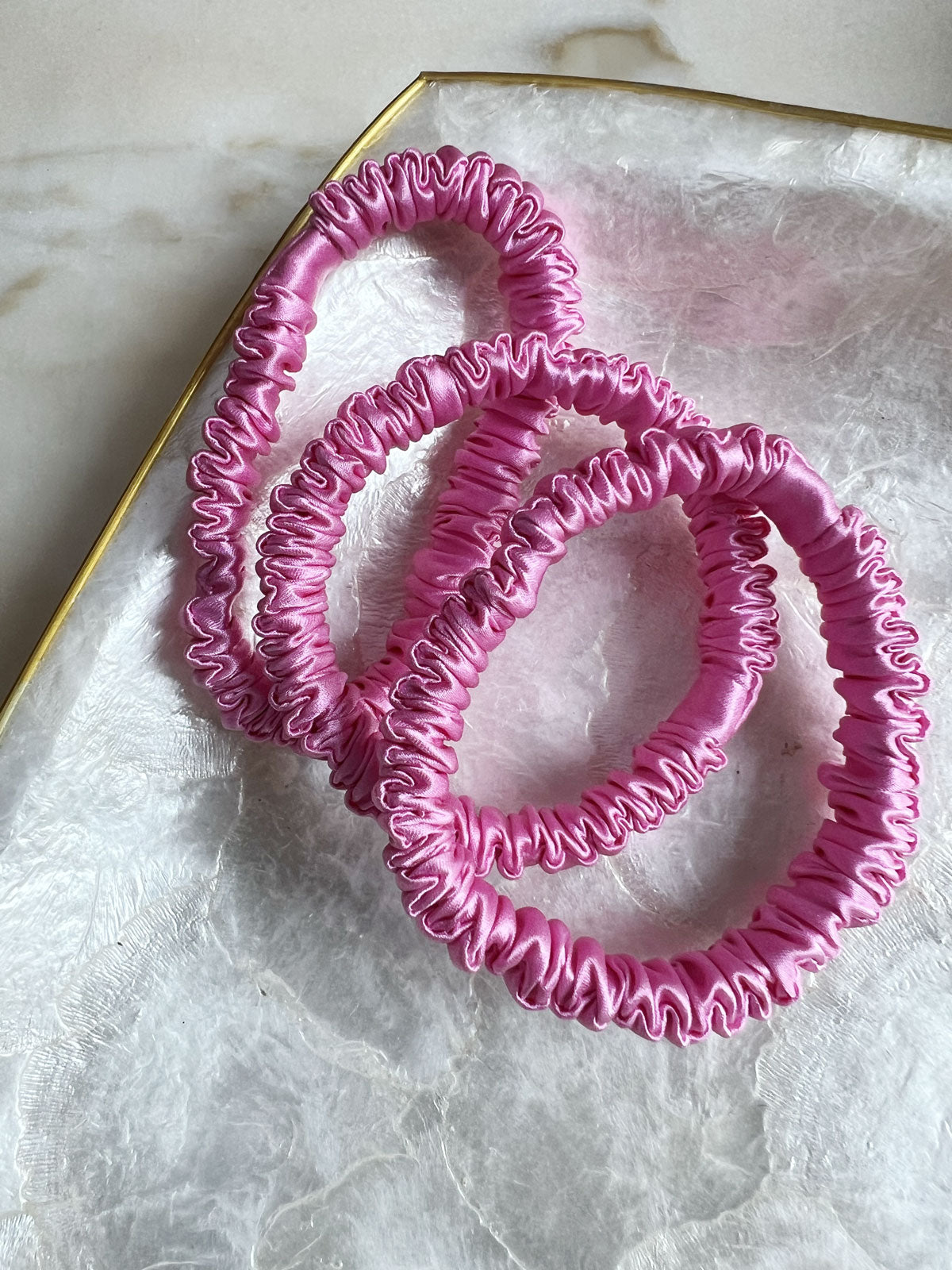 Aurora silk scrunchie hot pink